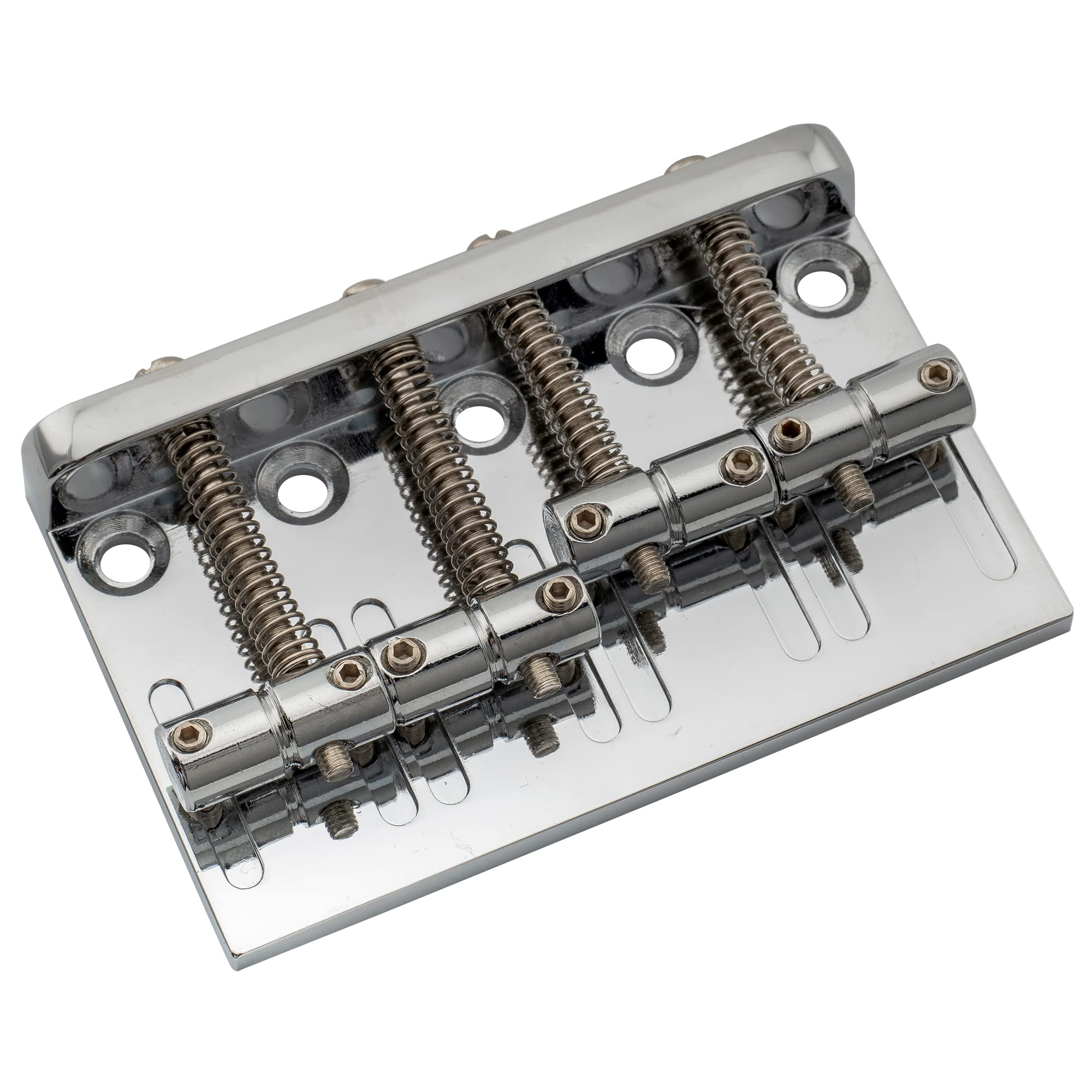 Musiclily 4 String Hardtail Bass Guitar Bridge for Fender Precision Jazz Bass PB JB Style Bass, Chrome